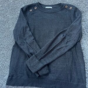 Pink Clover Charcoal Sweater with Button Accents